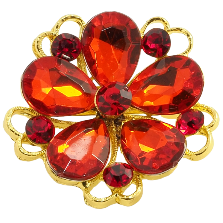 Брошка Квітка з червоних кристалів фото №11