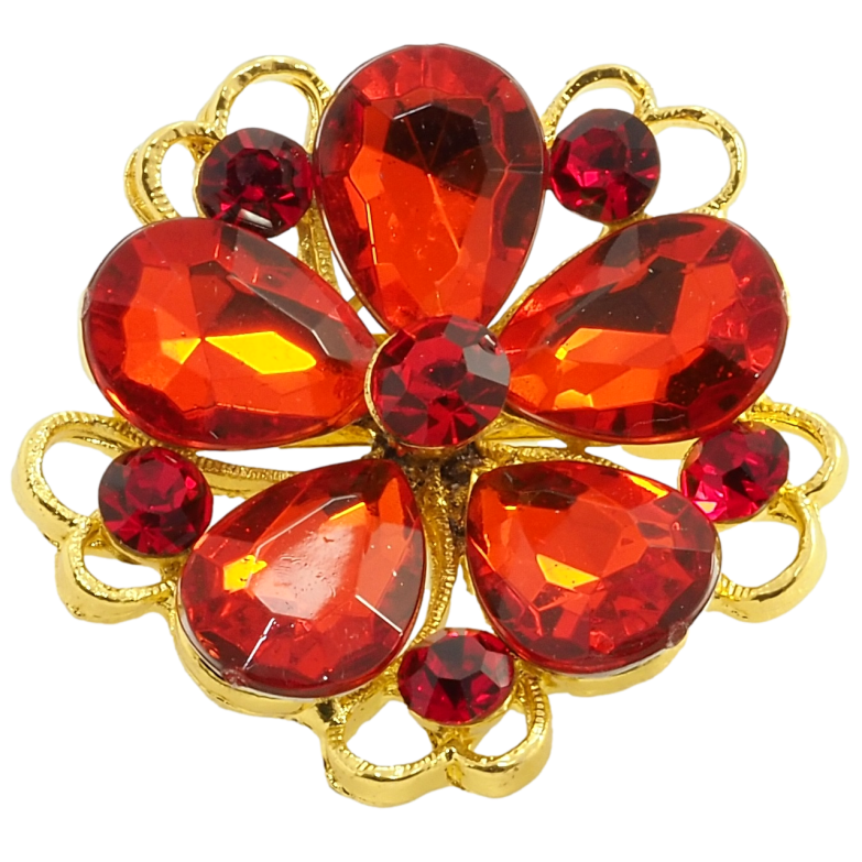 Брошь Цветок из красных кристаллов фото №23