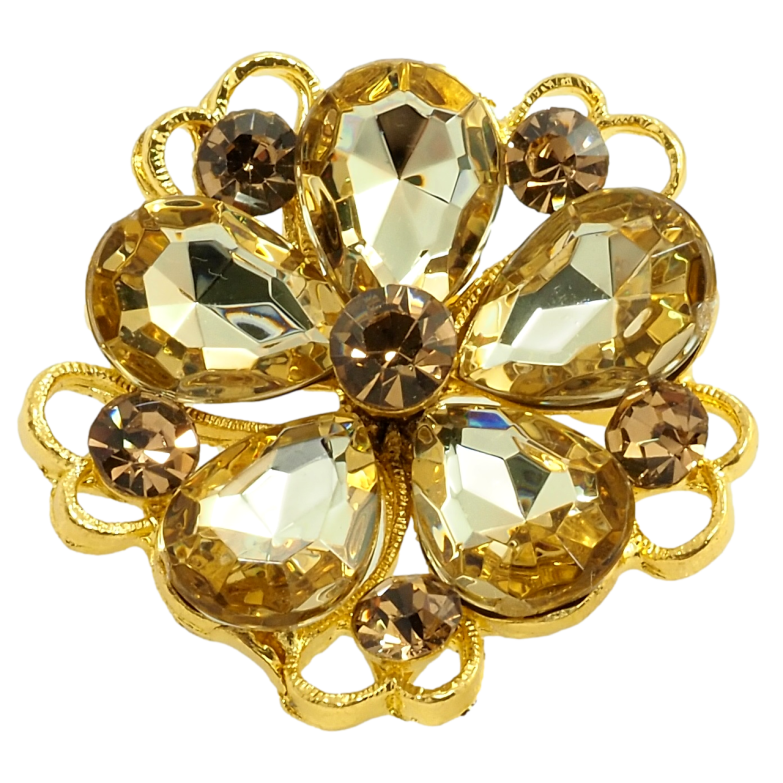 Брошка Квітка із золотистих кристалів фото №1