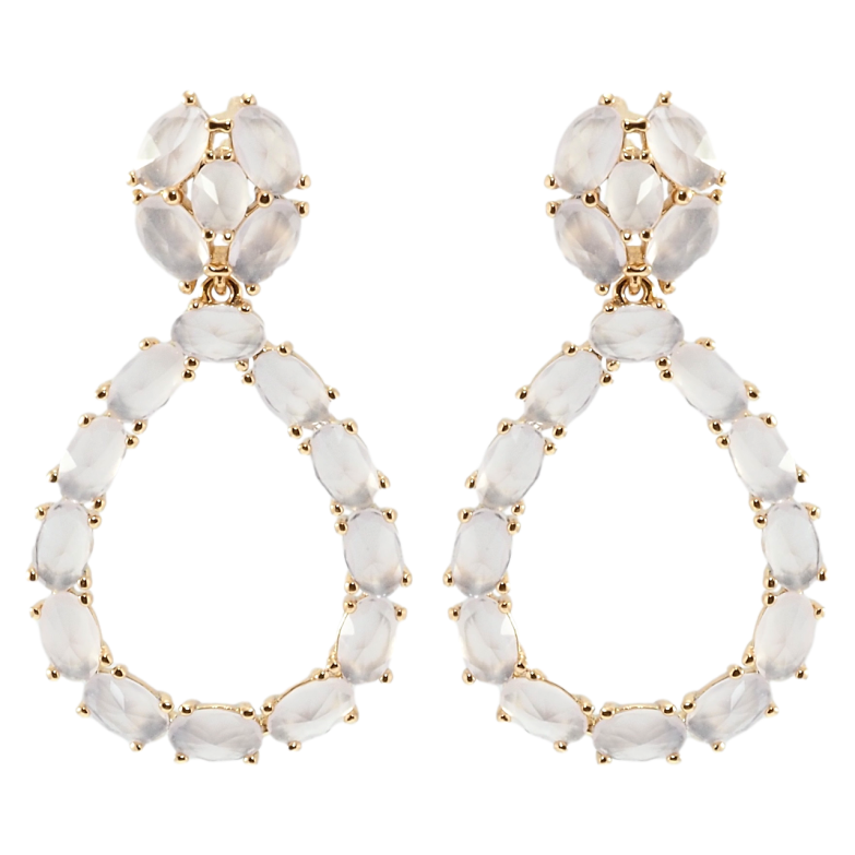 Серьги Xuping Позолота 18K пусеты Капельки с дымчато-розовыми фианитами фото №2