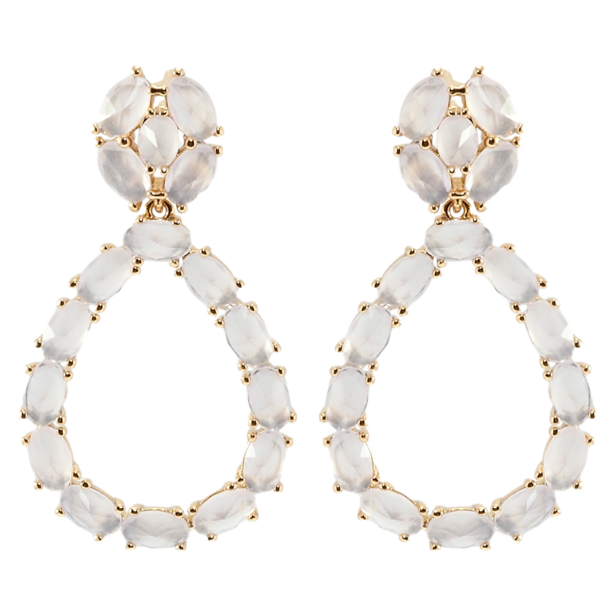 Серьги Xuping Позолота 18K пусеты Капельки с дымчато-розовыми фианитами фото №1