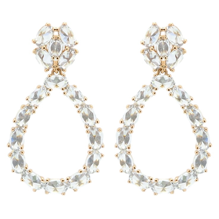 Серьги Xuping Позолота 18K пусеты Капельки с фианитами фото №13