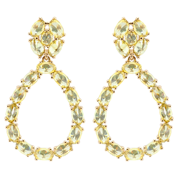 Серьги Xuping Позолота 18K пусеты Капельки с желтыми фианитами фото №20