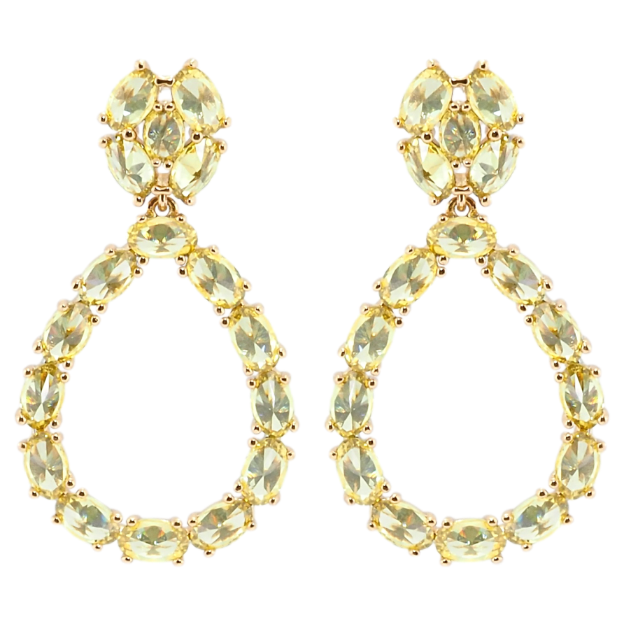 Серьги Xuping Позолота 18K пусеты Капельки с желтыми фианитами фото №1