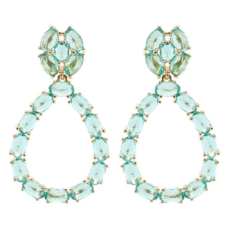 Серьги Xuping Позолота 18K пусеты Капельки с бирюзовыми фианитами фото №22