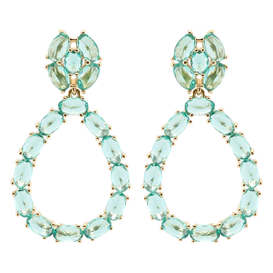 Серьги Xuping Позолота 18K пусеты Капельки с бирюзовыми фианитами фото №1