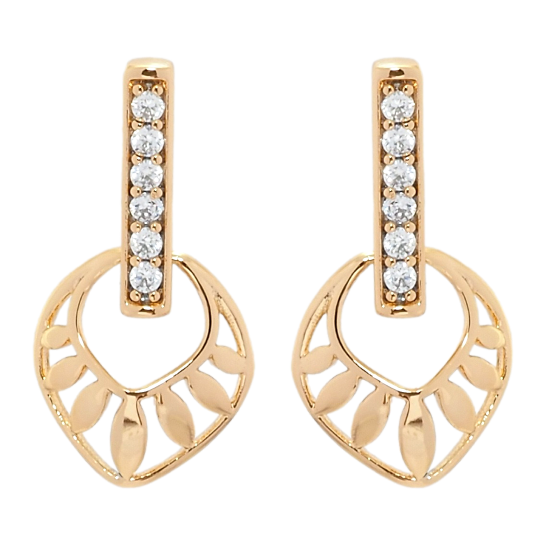 Серьги Xuping Позолота 18K пусеты Листики фото №1