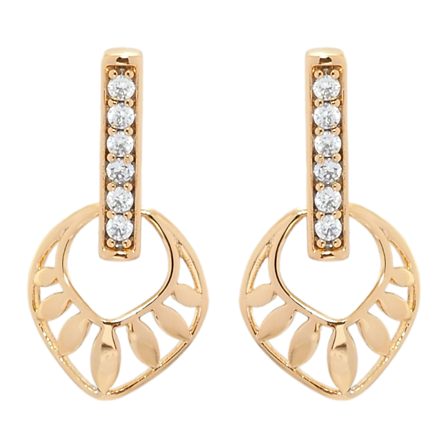 Серьги Xuping Позолота 18K пусеты Листики фото №1
