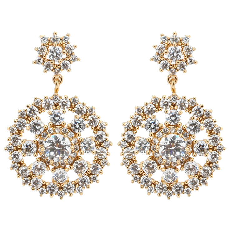 Серьги Xuping Позолота 18K пусеты Круглые подвески инкрустация цирконием фото №16