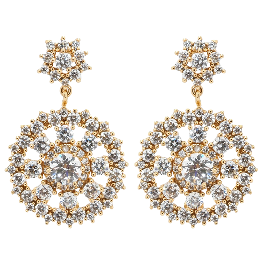 Серьги Xuping Позолота 18K пусеты Круглые подвески инкрустация цирконием фото №1