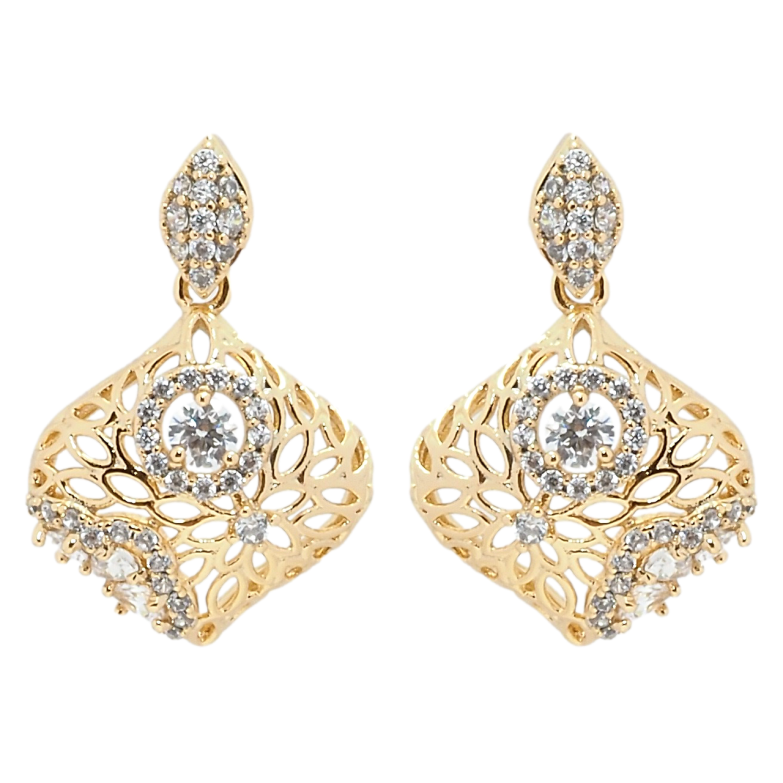 Сережки Xuping Позолота 18K пусети Декоративні підвіски з цирконієм фото №1