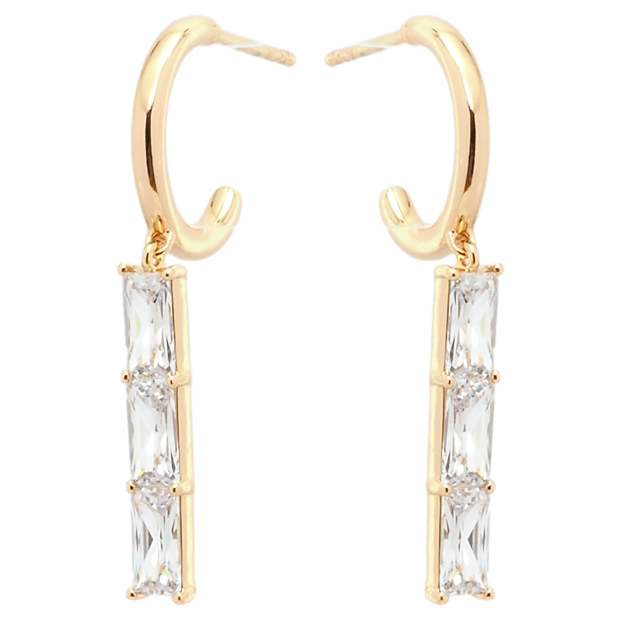 Серьги Xuping Позолота 18K пусеты Подвески из фианитов на дужках фото №1