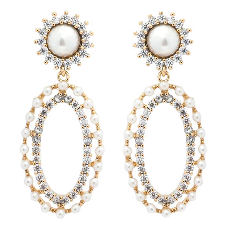 Сережки Xuping Позолота 18K пусети Декоративні перлинні підвіски фото №2