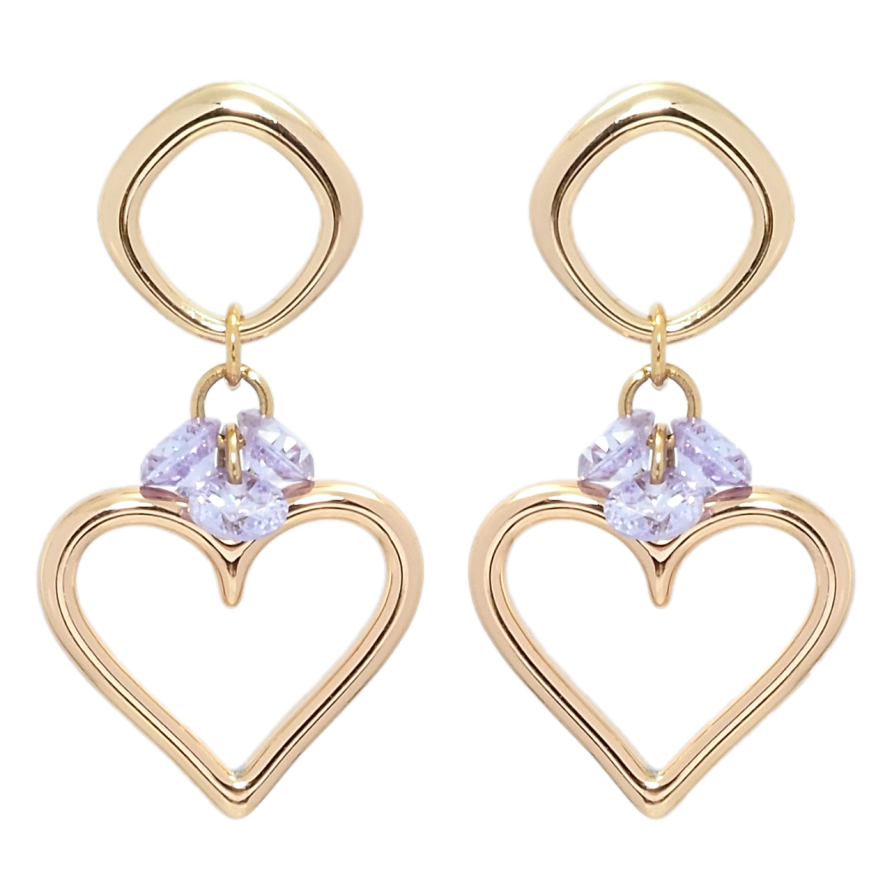 Серьги Xuping Позолота 18K пусеты Романтические подвески с сиреневыми фианитами фото №1