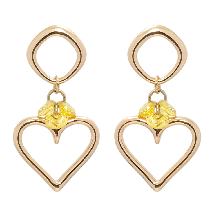 Серьги Xuping Позолота 18K пусеты Романтические подвески с желтыми фианитами фото №11