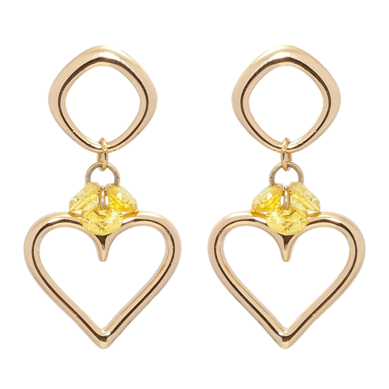 Сережки Xuping Позолота 18K пусети Романтичні підвіски з жовтими фіанітами фото №3