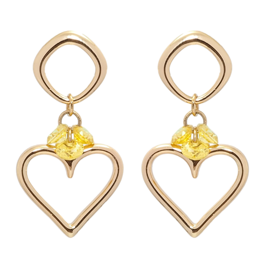Серьги Xuping Позолота 18K пусеты Романтические подвески с желтыми фианитами фото №1