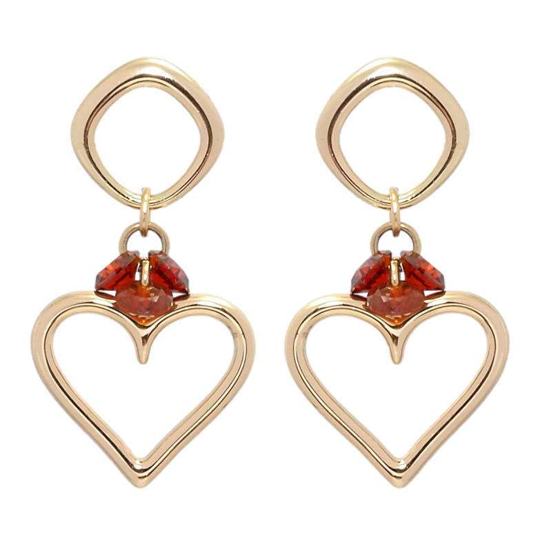 Сережки Xuping Позолота 18K пусети Романтичні підвіски з червоними фіанітами фото №1