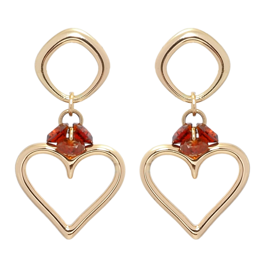 Серьги Xuping Позолота 18K пусеты Романтические подвески с красными фианитами фото №1