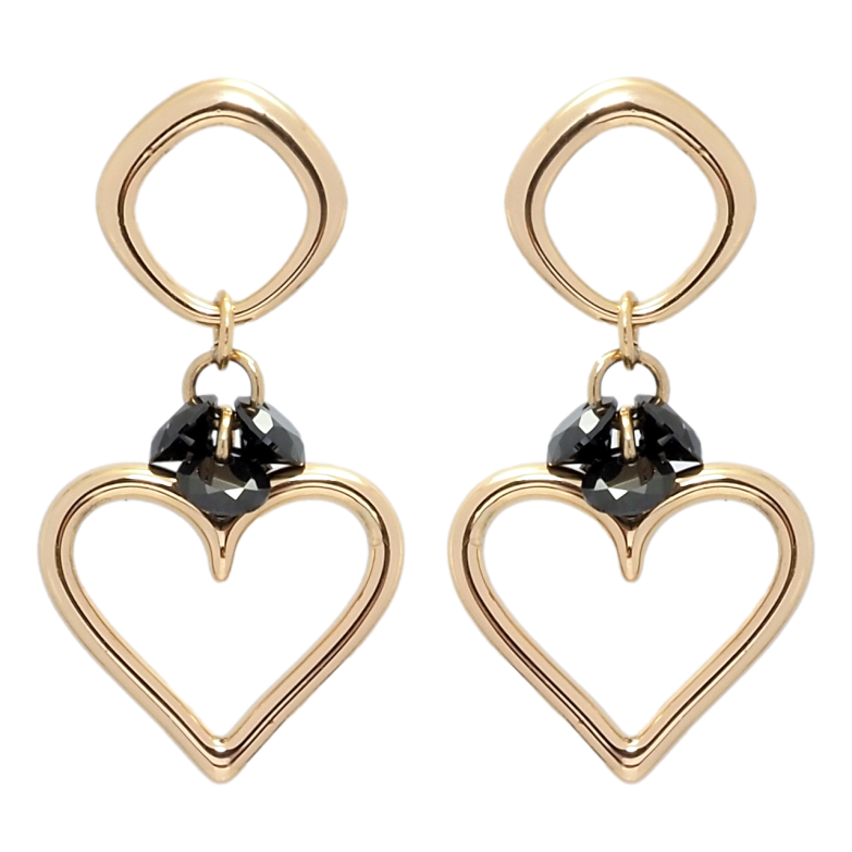 Сережки Xuping Позолота 18K пусети Романтичні підвіски з чорними фіанітами фото №3