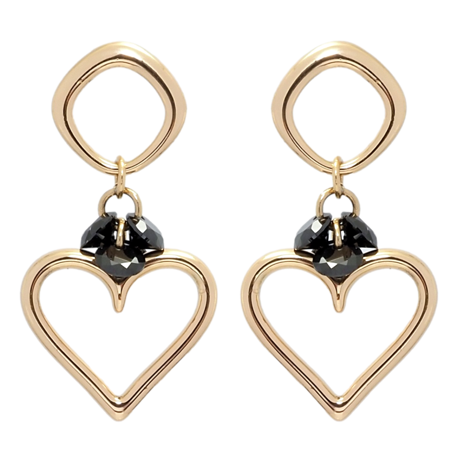 Серьги Xuping Позолота 18K пусеты Романтические подвески с черными фианитами фото №1