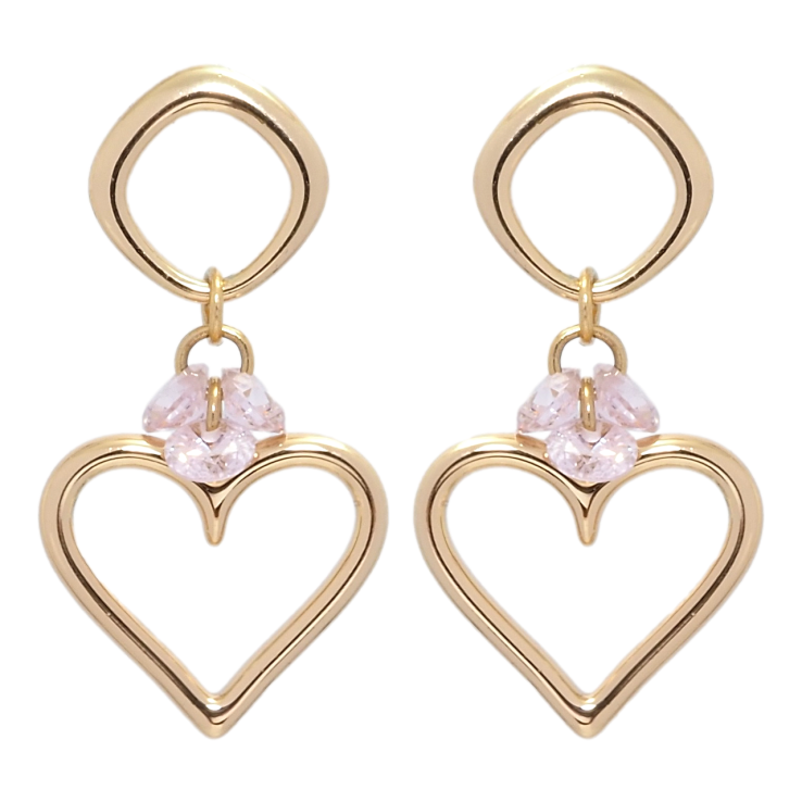 Серьги Xuping Позолота 18K пусеты Романтические подвески с розовыми фианитами фото №9