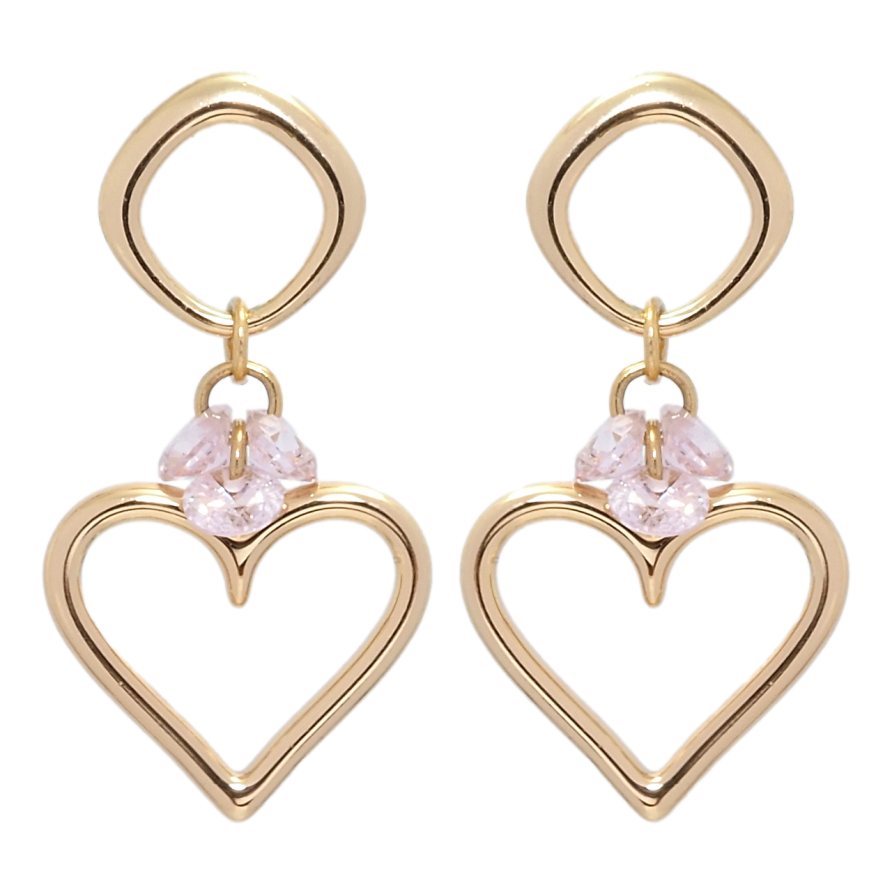 Серьги Xuping Позолота 18K пусеты Романтические подвески с розовыми фианитами фото №1