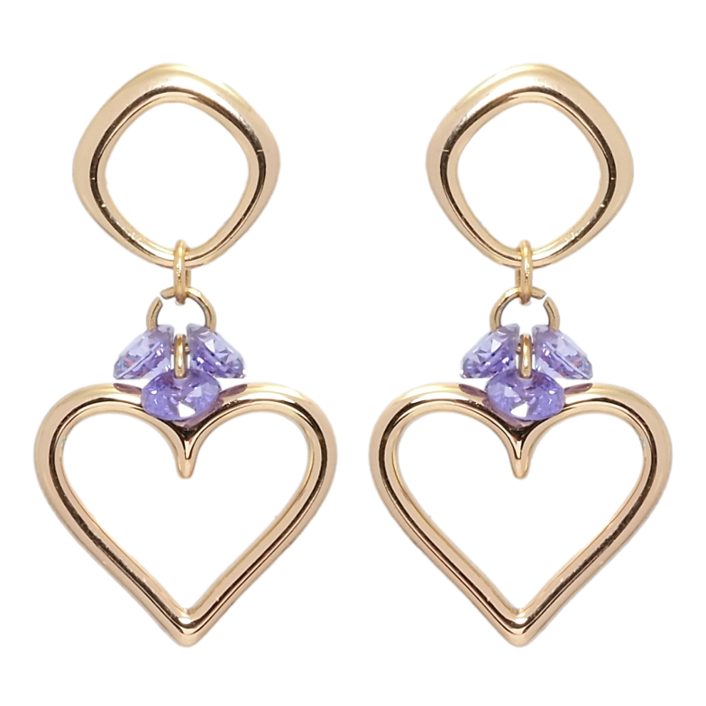 Сережки Xuping Позолота 18K пусети Романтичні підвіски з бузковими фіанітами фото №1