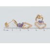 Серьги Xuping Позолота 18K пусеты Романтические подвески с сиреневыми фианитами фото №2