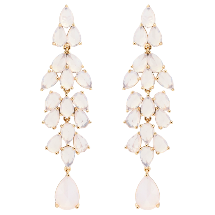 Сережки Xuping Позолота 18K пусети Елегантні підвіски з димчасто-рожевих фіанітів фото №20