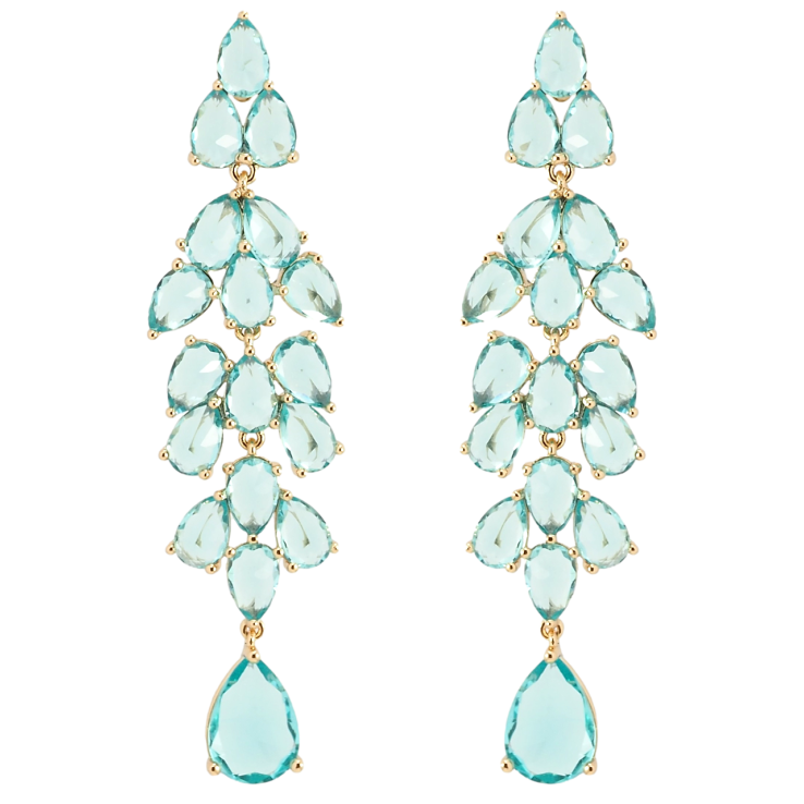 Сережки Xuping Позолота 18K пусети Елегантні підвіски з бірюзових фіанітів фото №21