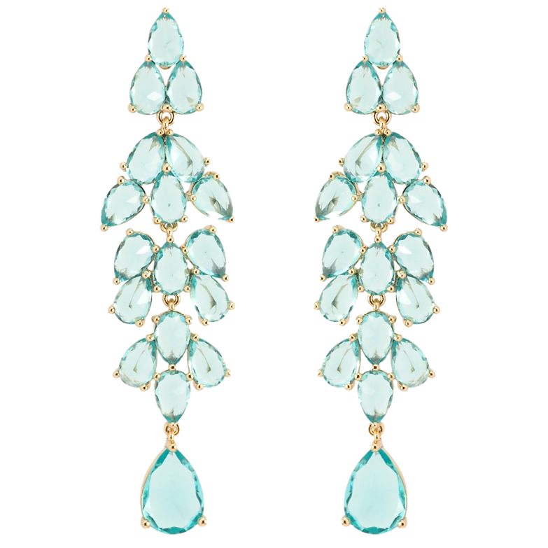 Сережки Xuping Позолота 18K пусети Елегантні підвіски з бірюзових фіанітів фото №8