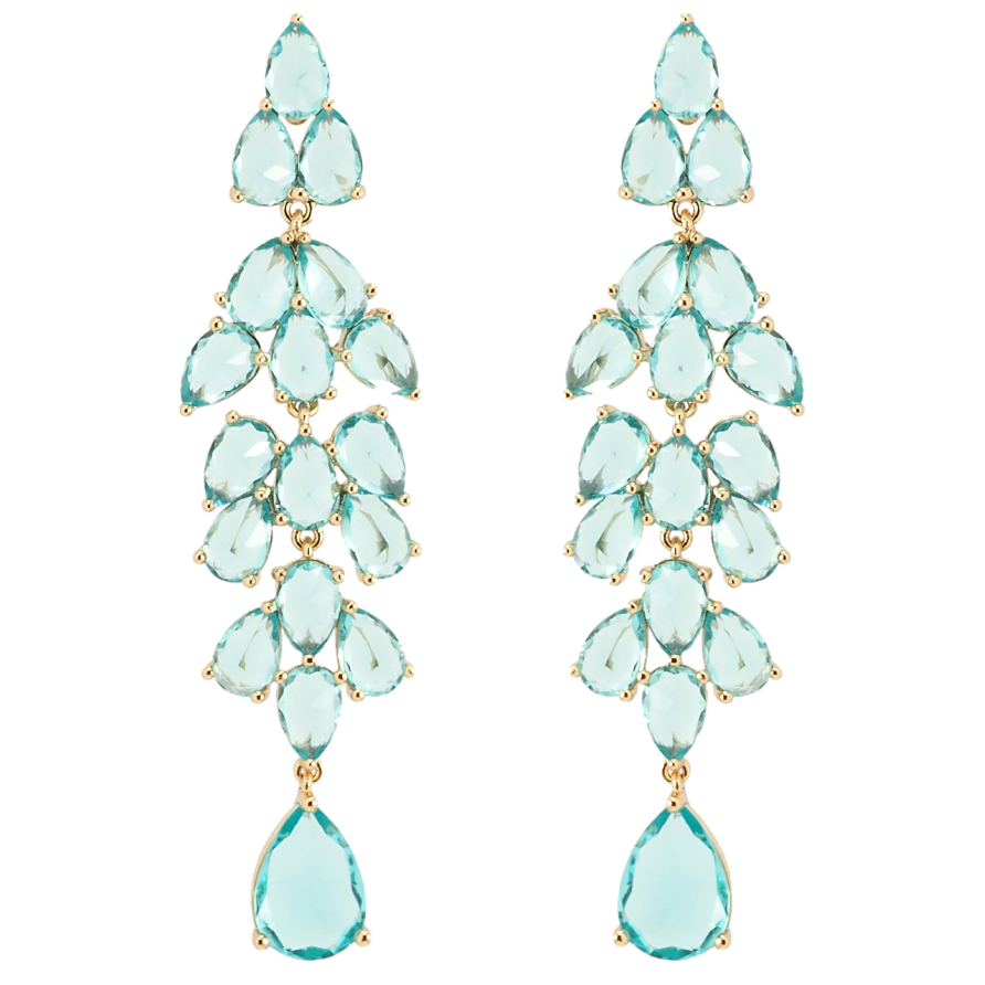 Сережки Xuping Позолота 18K пусети Елегантні підвіски з бірюзових фіанітів фото №1