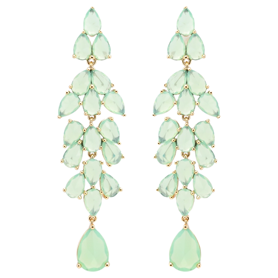 Сережки Xuping Позолота 18K пусети Елегантні підвіски із салатових фіанітів фото №1