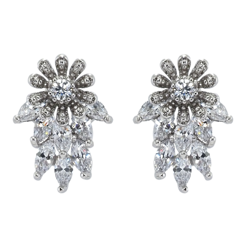 Сережки Xuping Родій пусети Квіточки з фіанітами фото №1