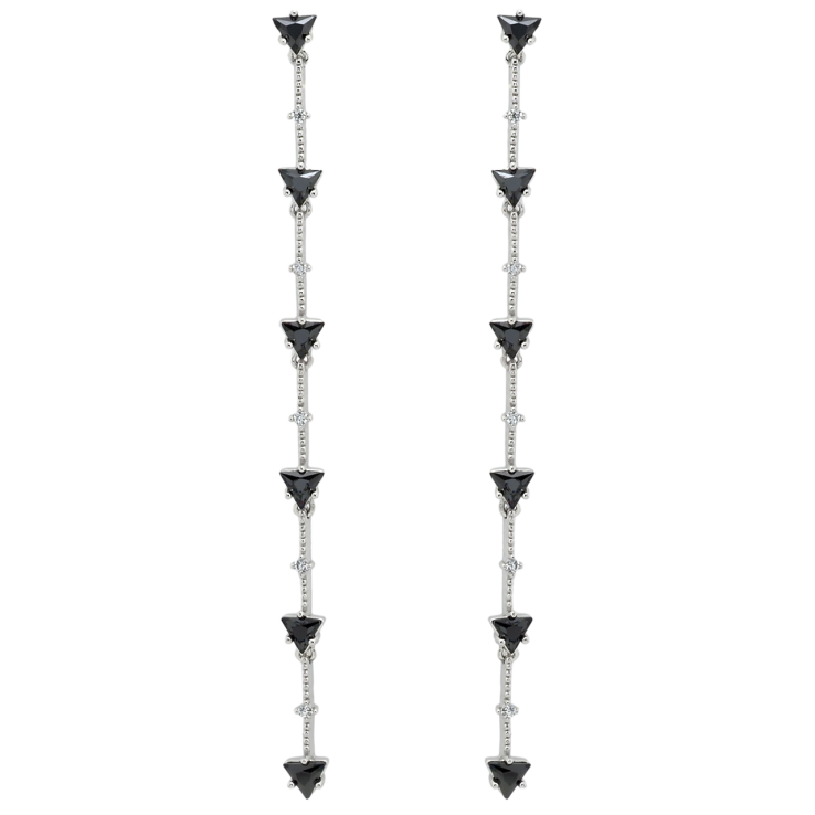 Серьги Xuping Родий пусеты Подвески с черными фианитами фото №18