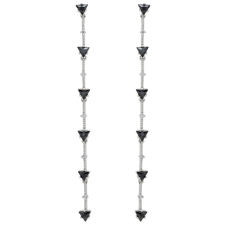 Сережки Xuping Родій пусети Підвіски з чорними фіанітами фото №1