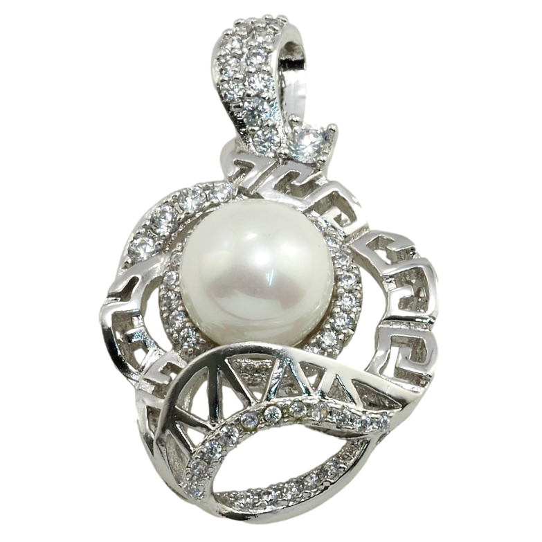 Кулон Xuping Родій Різний орнамент з цирконієм та перлиною для ланцюжка до 3мм фото №1