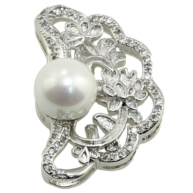 Кулон Xuping Родій Квітковий орнамент з цирконієм та перлиною для ланцюжка до 2мм фото №17