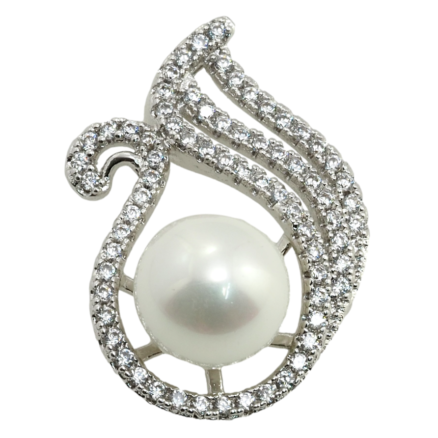 Кулон Xuping Родій Вогник з перлиною та цирконієм для ланцюжка до 3мм фото №1