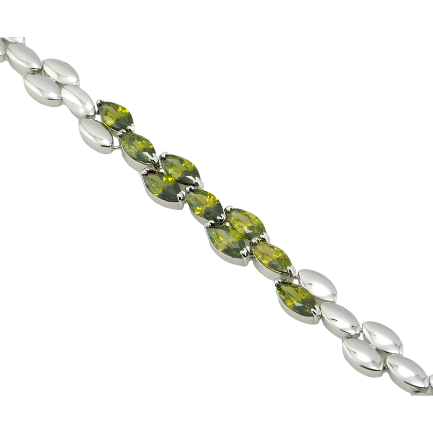 Браслет Xuping Родій Оливкові фіаніти розмір 19см х 10мм фото №1