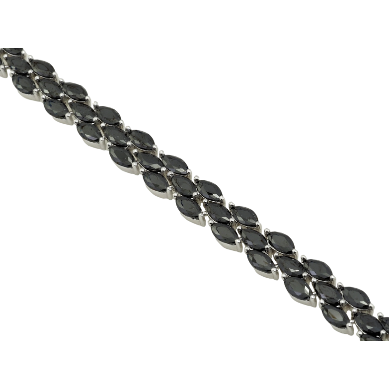 Браслет Xuping Родій Доріжка чорних фіанітів довжина з дод. замком 17,19.5см х 8мм фото №1