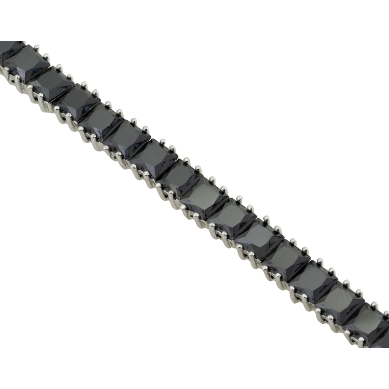 Браслет Xuping Родий Дорожка черных фианитов размер с доп.замком 17,19см х 6мм фото №1