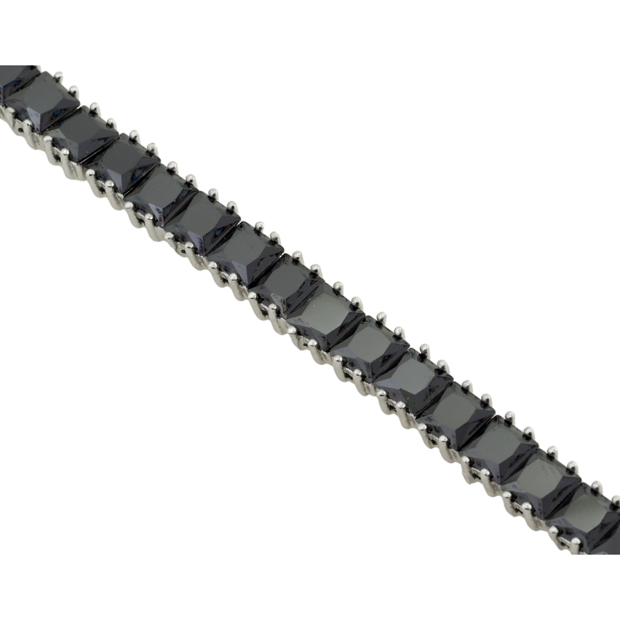 Браслет Xuping Родий Дорожка черных фианитов размер с доп.замком 17,19см х 6мм фото №1