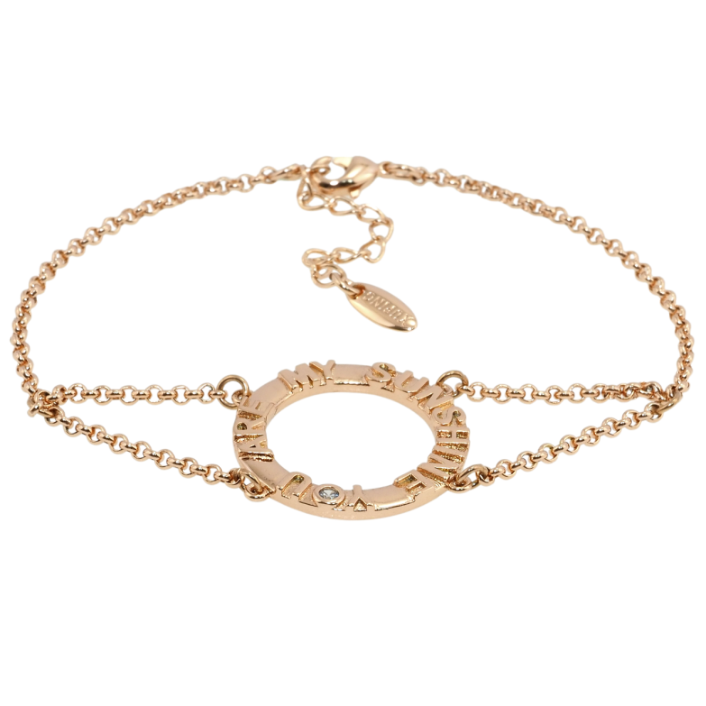 Браслет Xuping Позолота РВ Плетіння Якірне з круглою вставкою You are my sunshine довжина 16.5-20см х 2мм фото №1