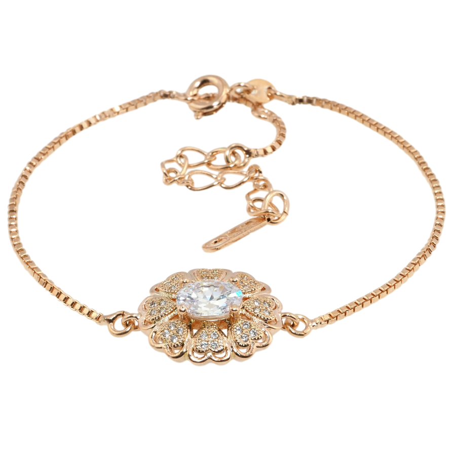 Браслет Xuping Позолота РВ Плетіння Венеціанське із вставкою квітка довжина з дод. ланкою та цеп.16.5-23см х 1мм фото №1