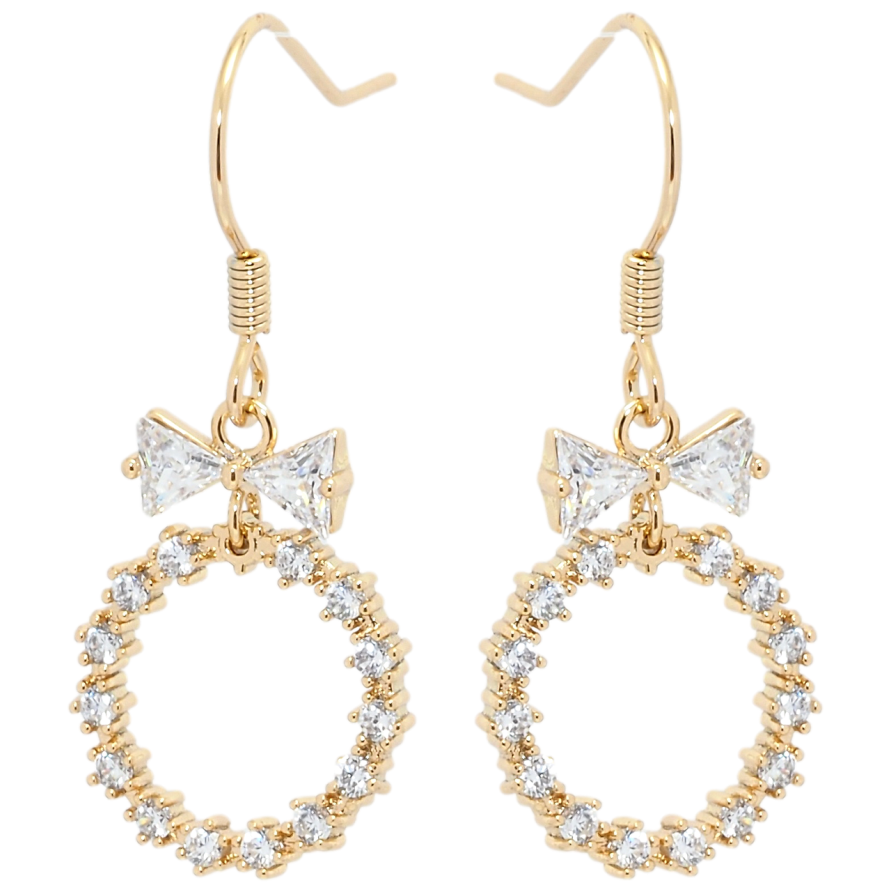 Сережки Xuping Позолота 18K французький замок Кристальні банти з колечками фото №1