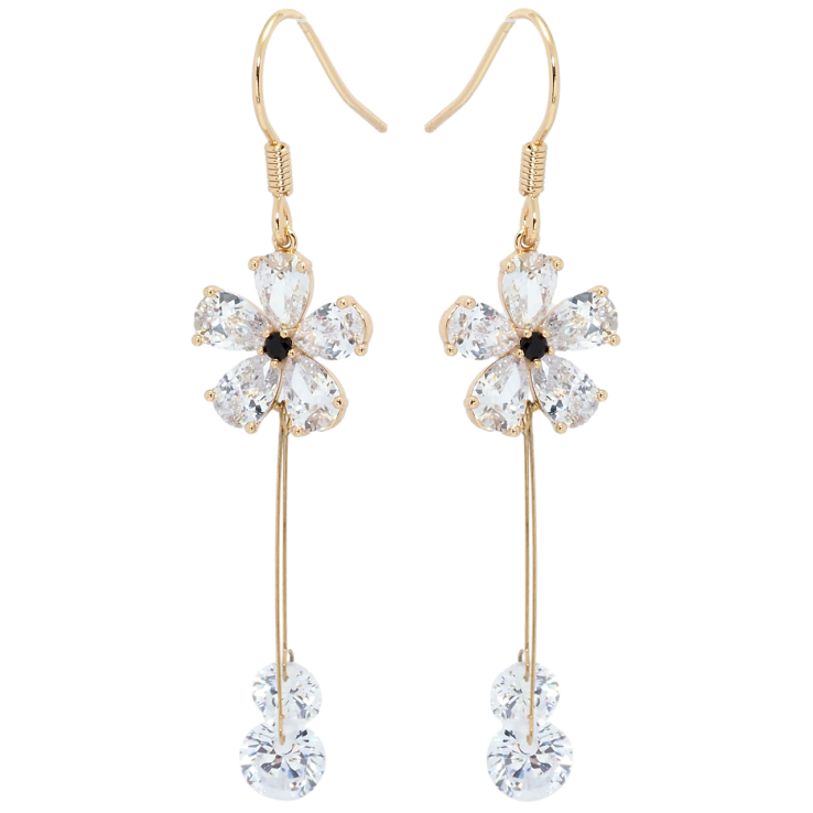 Сережки Xuping Позолота 18K французький замок Кристальні квіточки фото №5