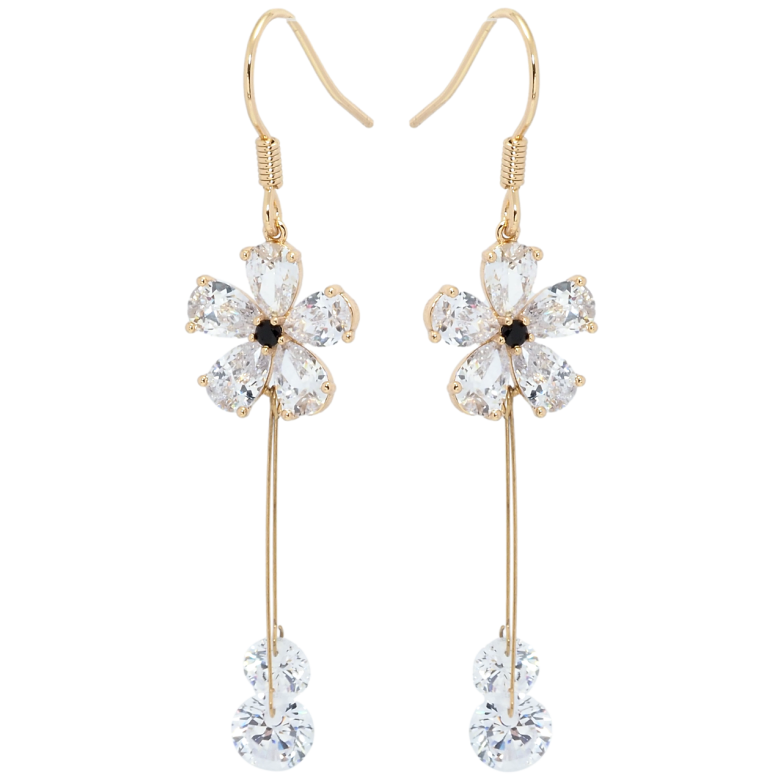 Сережки Xuping Позолота 18K французький замок Кристальні квіточки фото №1