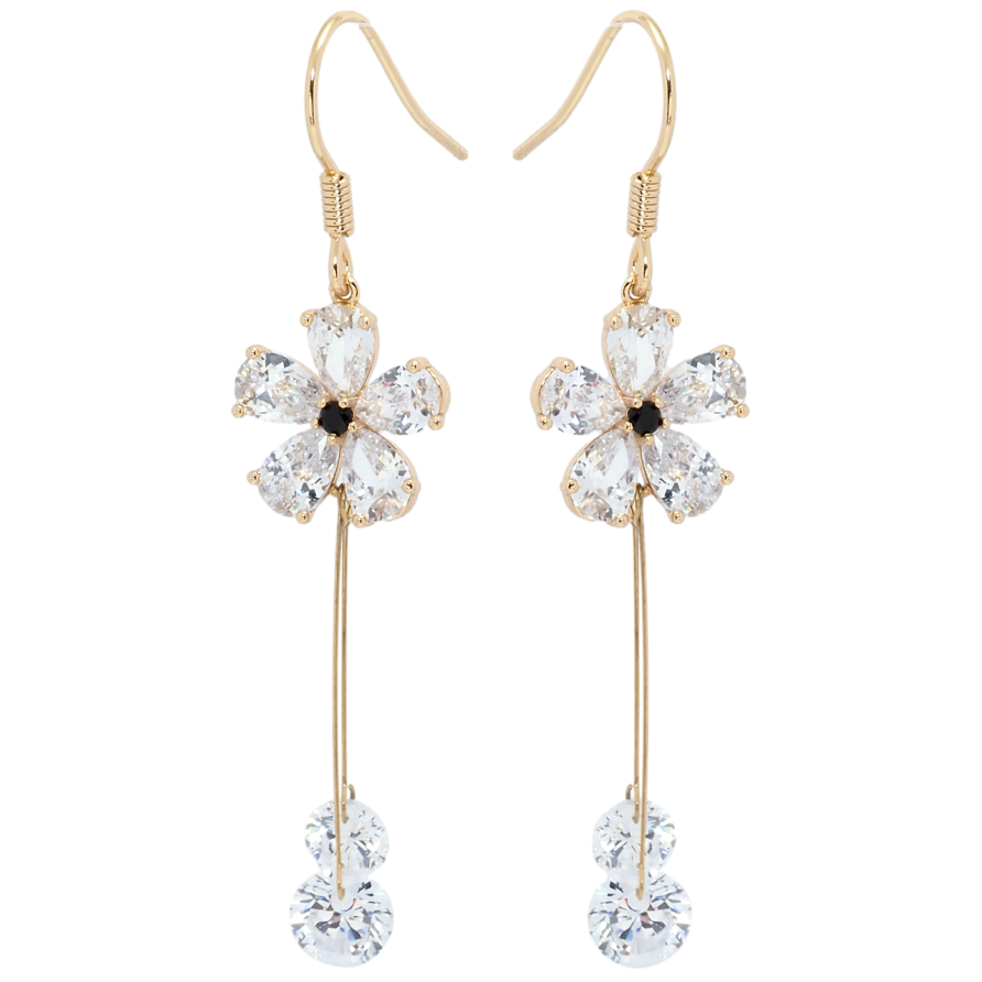 Серьги Xuping Позолота 18K французский замок Кристальные цветочки фото №1